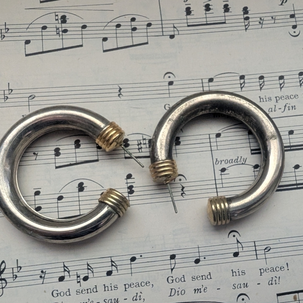Silver and Gold Hoop Earrings